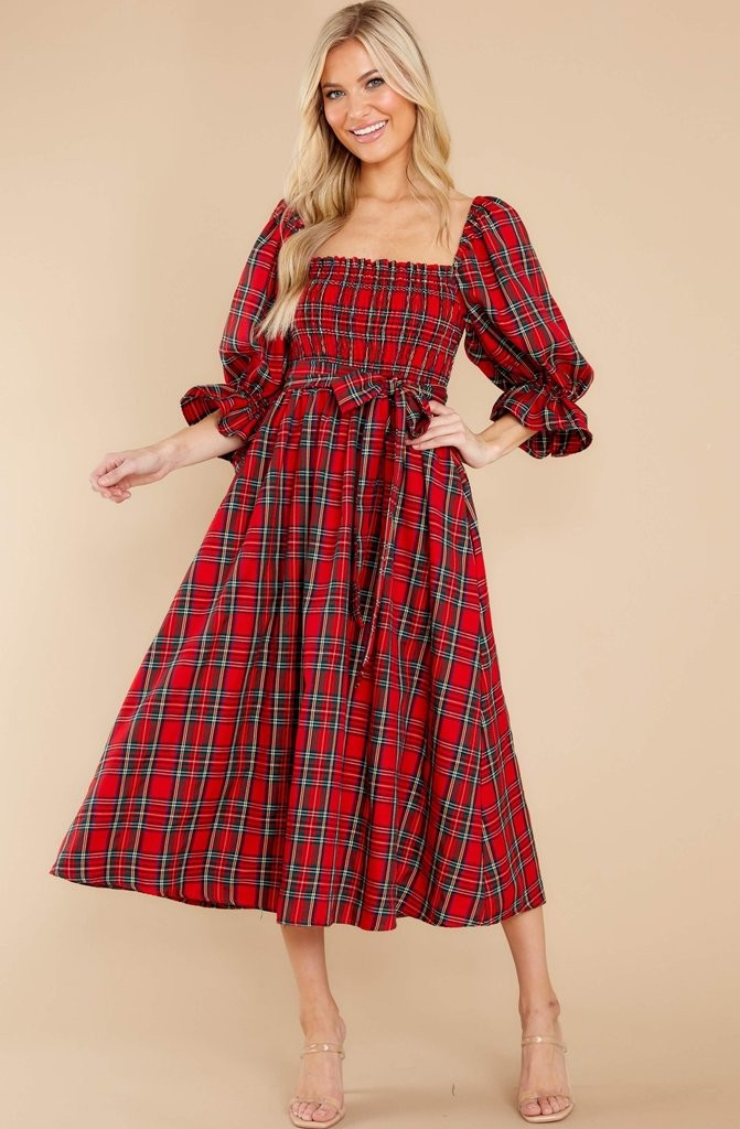 Everyday Cheer Red Plaid Maxi Dress | Red Dress 