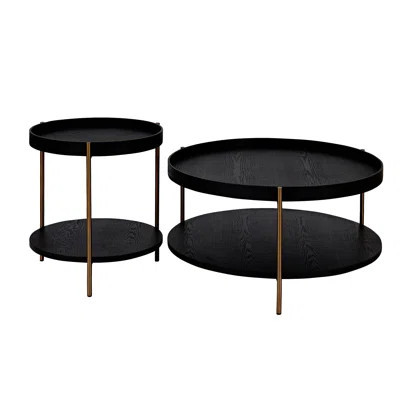 2-Piece Modern 2 Tier Round Coffee Table Set For Living Room,Easy Assembly Nesting Coffee Tables, End Side Tables For Bedroom Office Balcony Yard,Blac | Wayfair North America