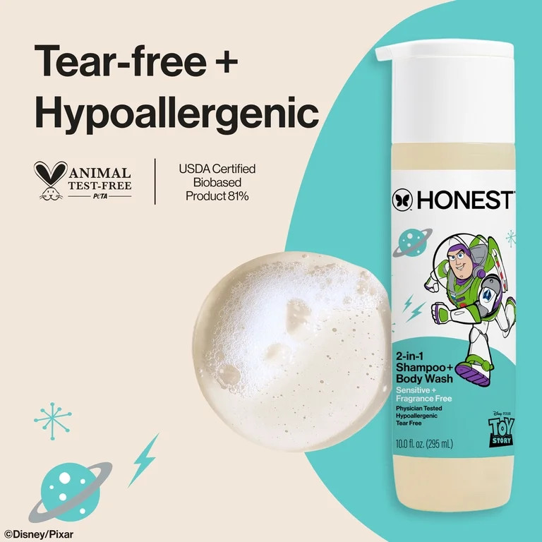 The Honest Company Disney Pixar's Toy Story 2-in-1 Shampoo and Body Wash, Fragrance Free, 10 fl o... | Walmart (US)