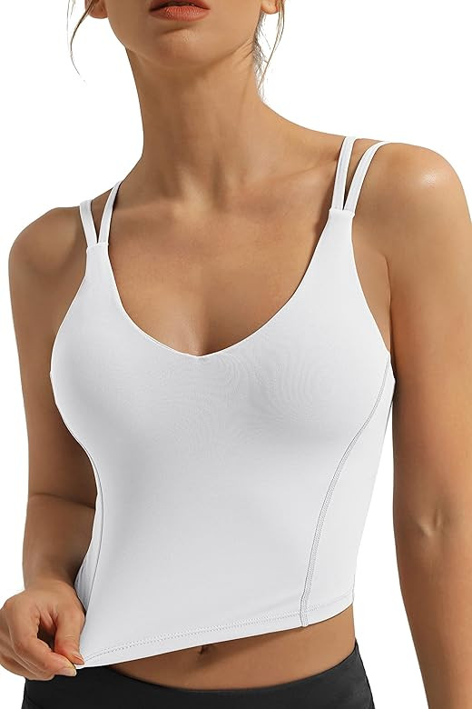QUEENIEKE Sports Bra Longline Padded Bra Yoga Crop Tank Tops Fitness Workout Bra for Women | Amazon (US)