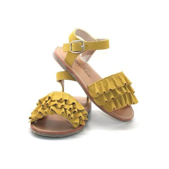 Baby Toddler Ruffle Sandal Mustard Sandals Leather Baby Shoe | Etsy | Etsy (US)