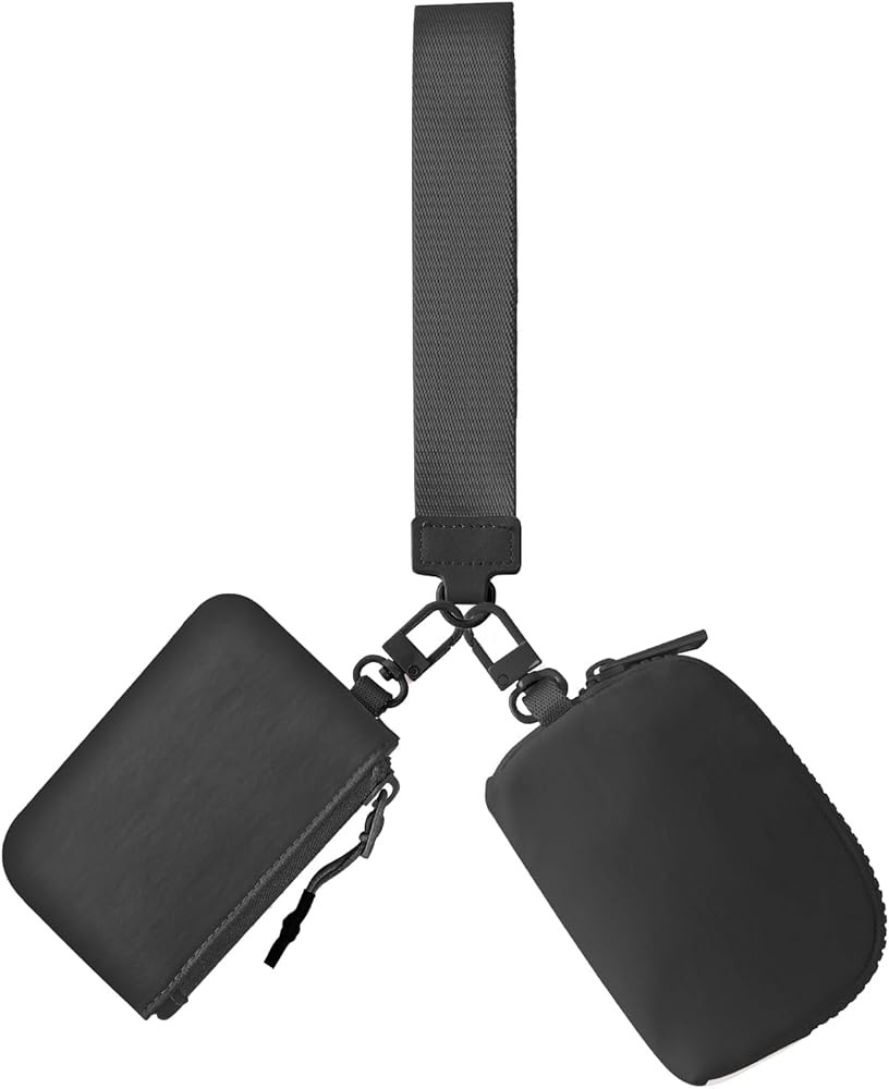 Dual Pouch Wristlet Keychain Wallets for Women with 2 Detachable Zipper Coin Purse - Small and Po... | Amazon (US)
