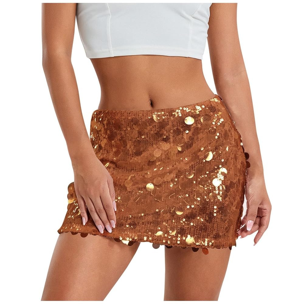 Sequin Skirts for Women Stretchy Bodycon Sparkly Glitter Sexy Elegant Trendy Club Party Mini Skir... | Amazon (CA)