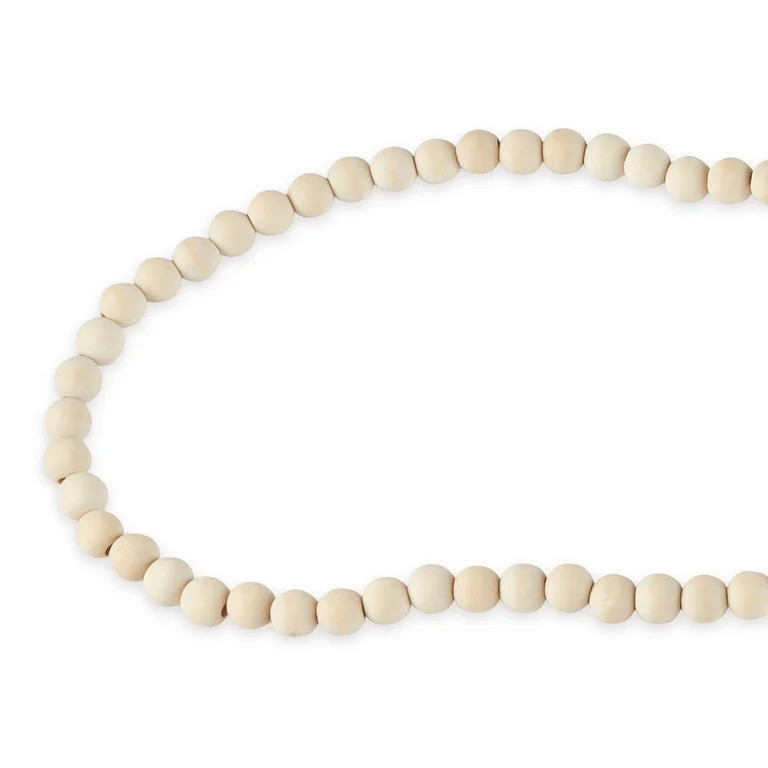 Holiday Time 14mm Natural Wood Bead Christmas Decorative Garland, 12 Feet - Walmart.com | Walmart (US)