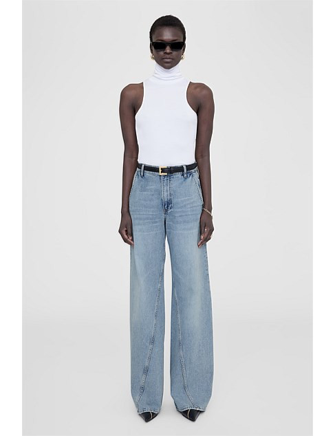 Anine Bing Briley Wide Leg Jean Capri Blue | David Jones | David Jones (Australia & New Zealand)