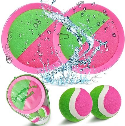 Jalunth Ball Catch Set Game Toss Paddle - Beach Toys Back Yard Pool Outdoor Games Pool Backyard C... | Amazon (US)