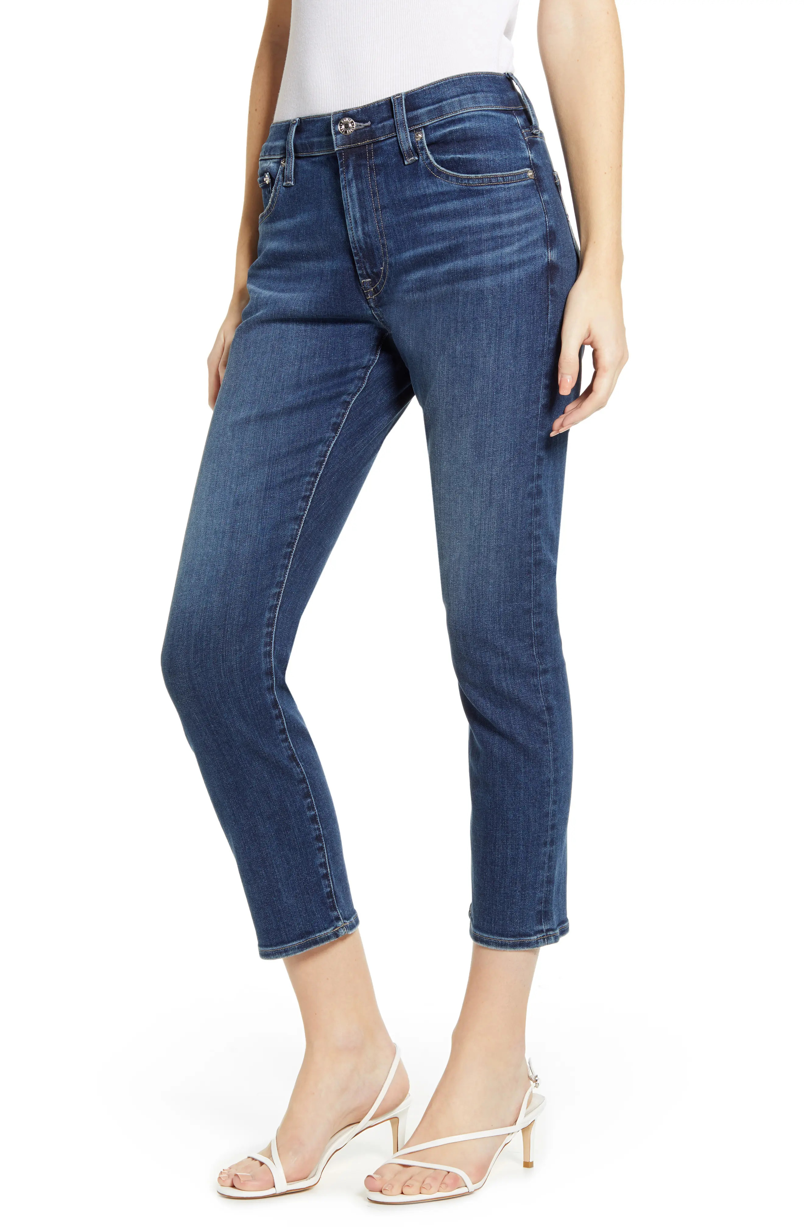 Women's Edwin Jamie High Waist Crop Jeans, Size 27 - Blue | Nordstrom
