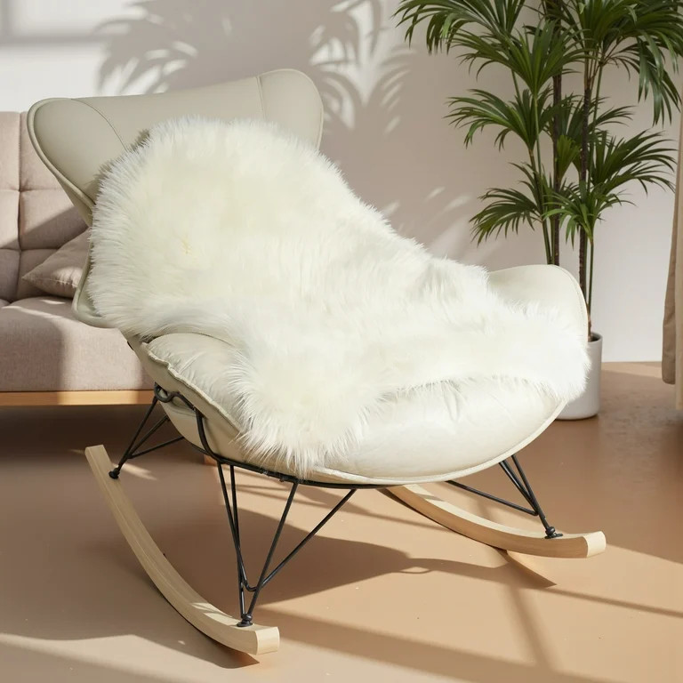Yeerswag Faux Fur Rug, 2x3 ft Fluffy White Sheepskin Rug Area Rug Chair Cover Washable Fluffy Rug... | Walmart (US)