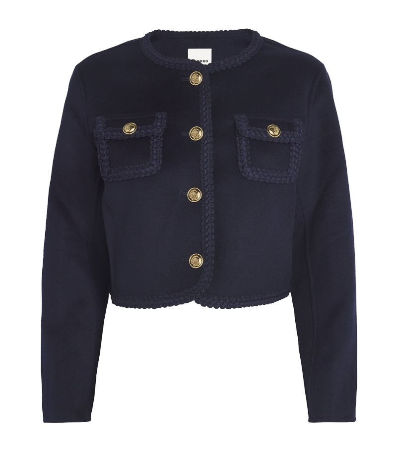 Sandro Wool Contrast-Trim Jacket | Harrods