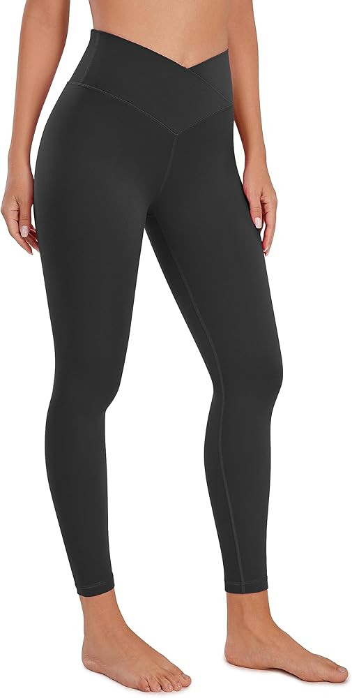CRZ YOGA Womens Butterluxe Cross Waist Workout Leggings 25" / 28" - V Crossover High Waisted Gym ... | Amazon (US)