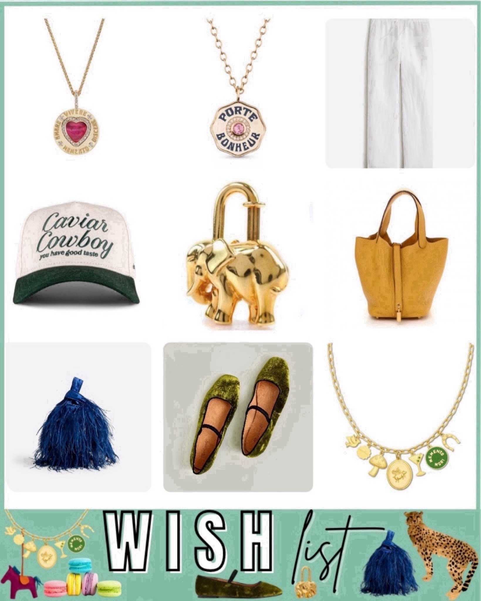 Wish list - Marlo laz necklaces, linen pants, green flats, feather bag, Hermes Picotin, charm necklace 
 



#LTKFindsUnder100 #LTKStyleTip #LTKSeasonal
