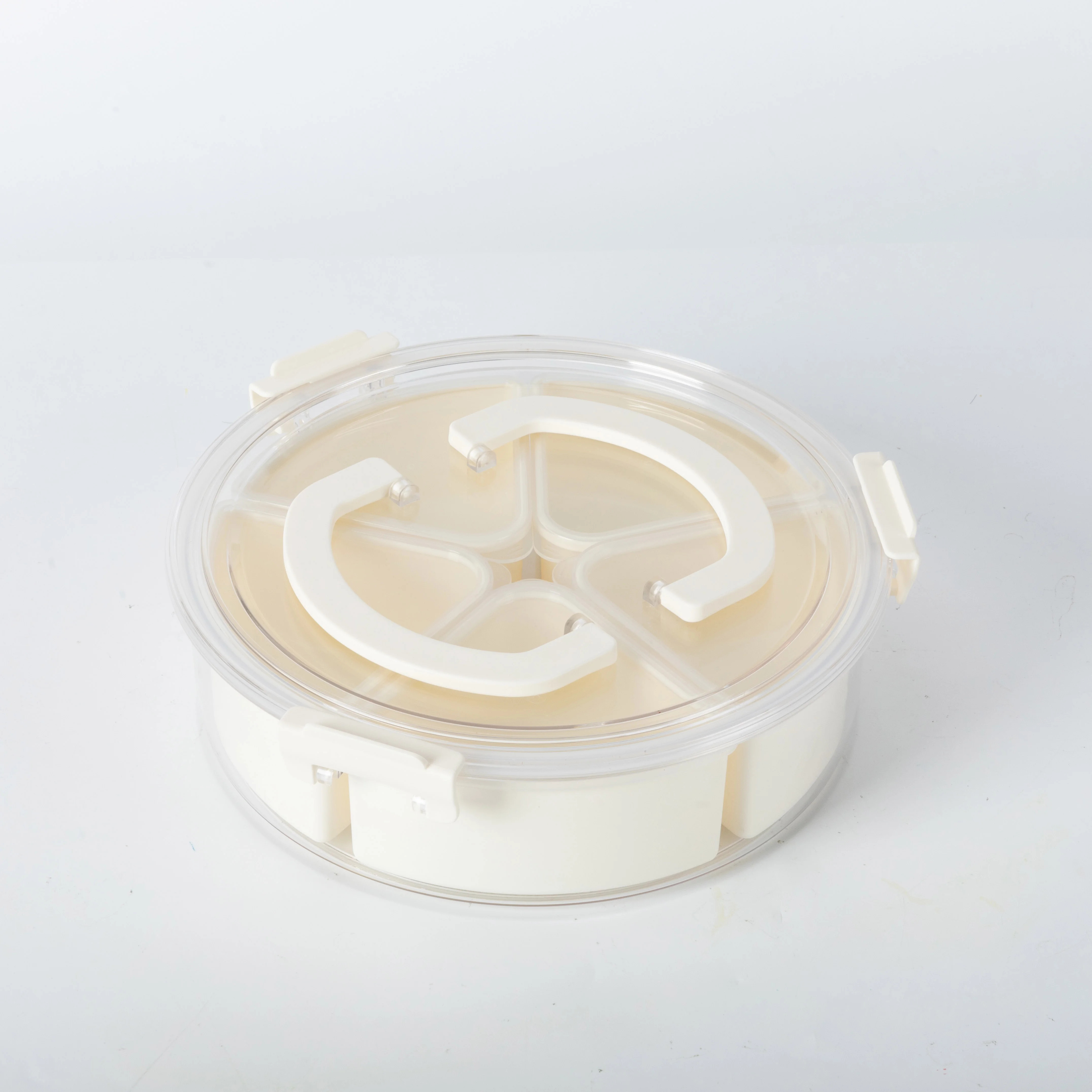 Mainstays Snackle Box, Lunch & Snack Container with lids, Plastic, Round, 5 Compartment , White, ... | Walmart (US)