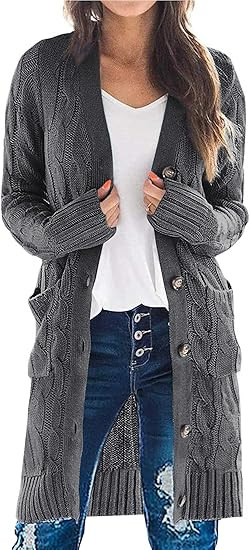 PRETTYGARDEN Long Sleeve Cable Knit Long Cardigan for Women 2024 Fall Winter Chunky Open Front Bu... | Amazon (US)
