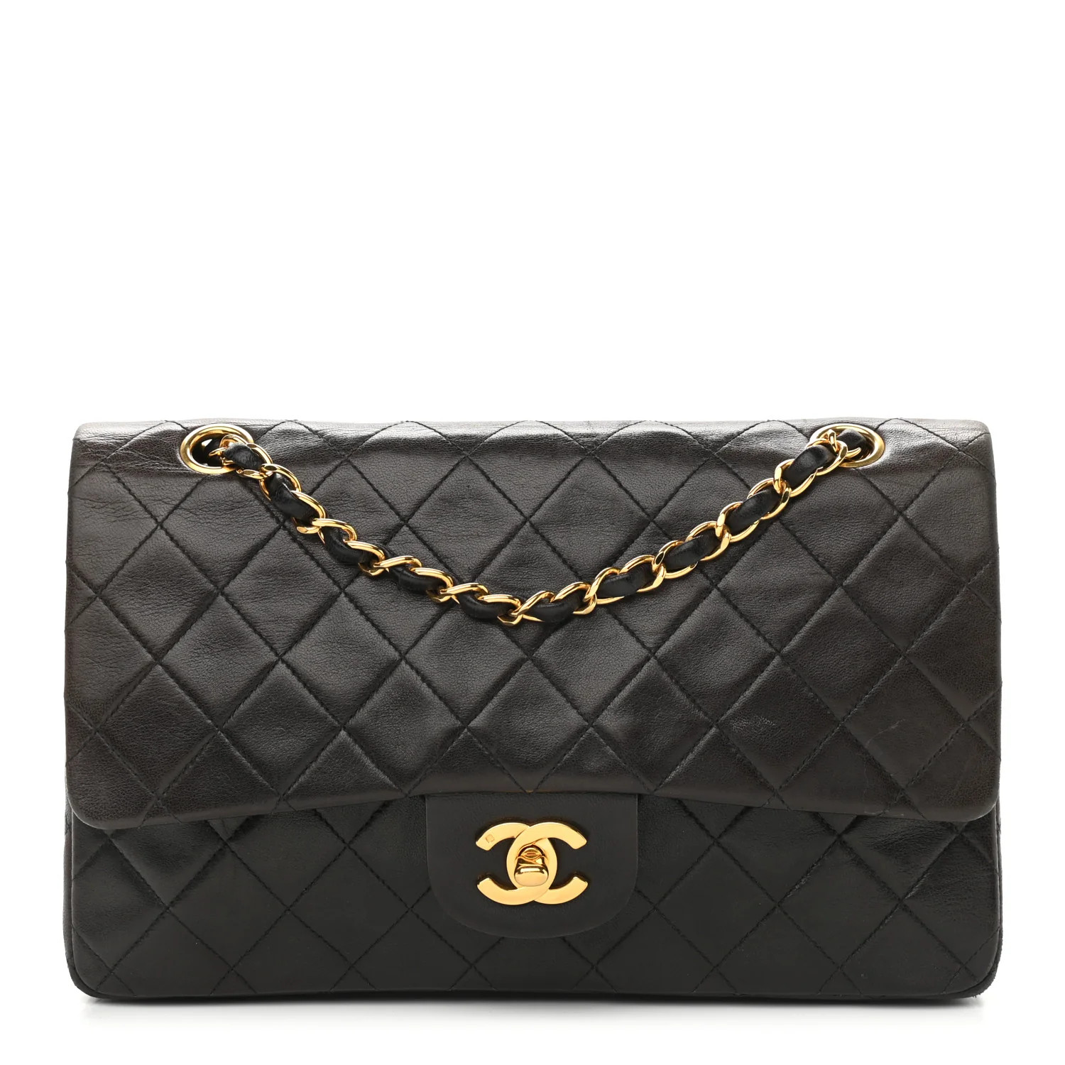 Lambskin Quilted Medium Double Flap Black | FASHIONPHILE (US)