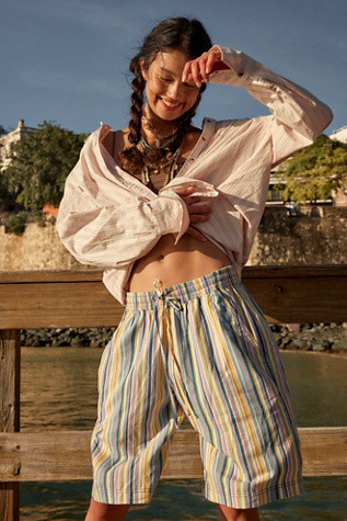 Saylor Poplin Stripe Shorts | Free People (Global - UK&FR Excluded)