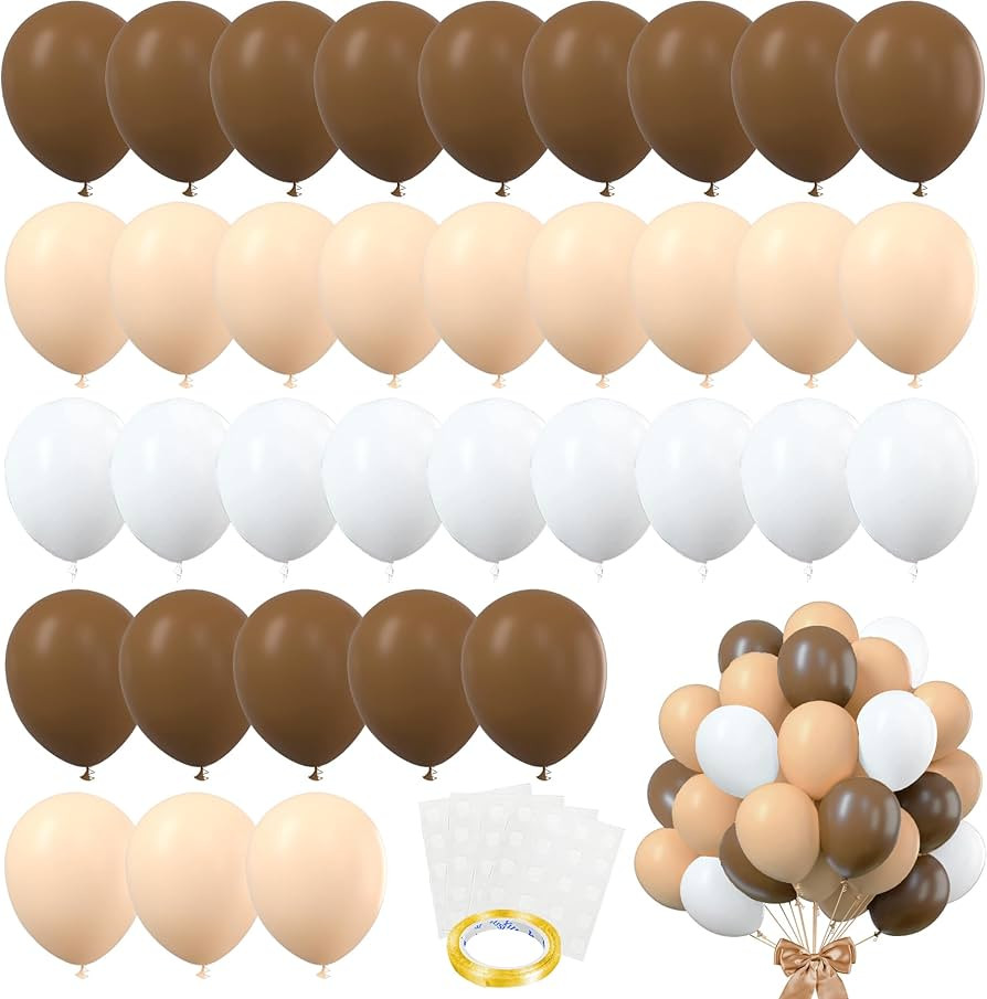 82 PCS Party Balloons Kit Latex 10 inch Brown Khaki Cream Balloons with Brown Ribbon Bow for Weed... | Amazon (US)