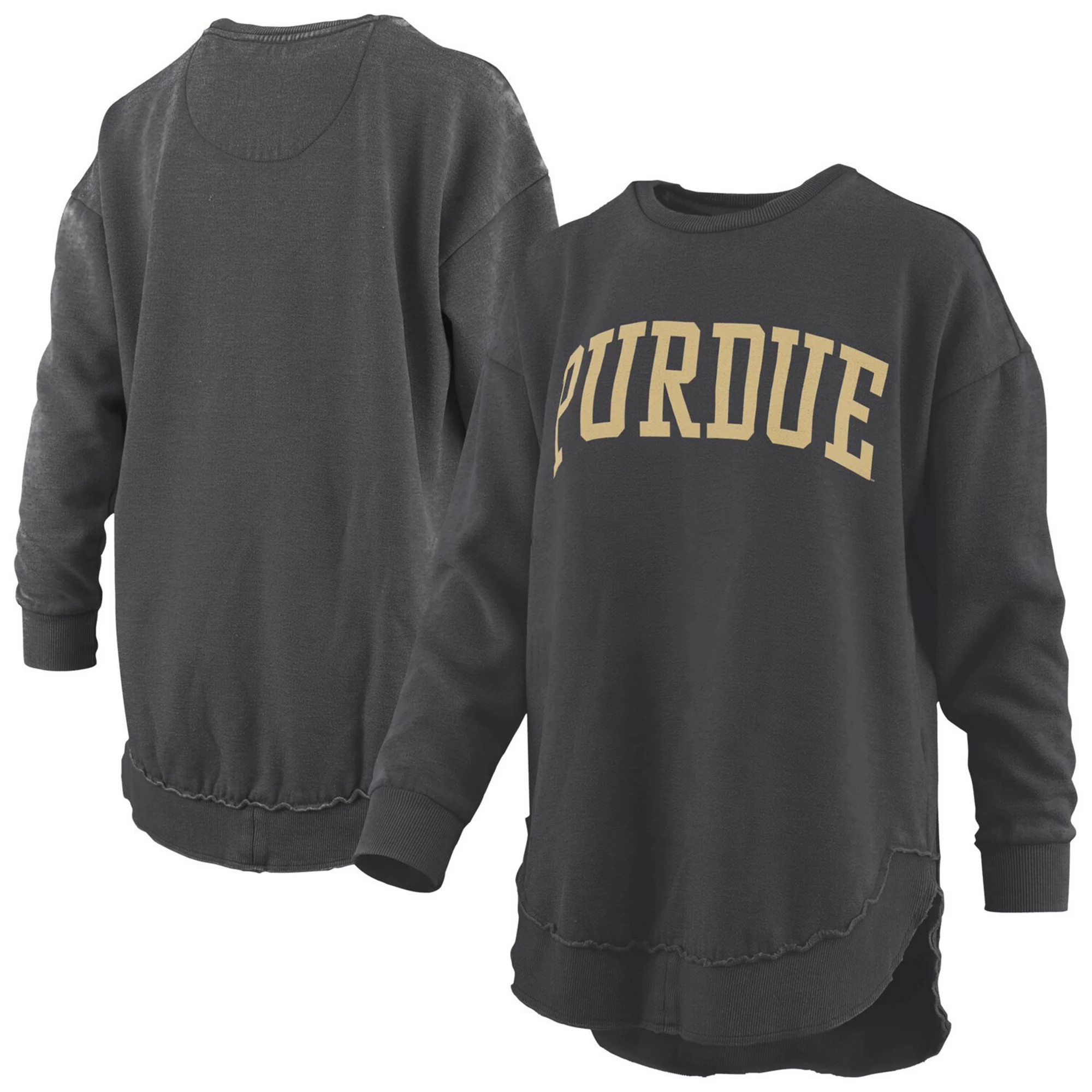 Women's Pressbox Black Purdue Boilermakers Melange Poncho Vintage Fleece Long Sleeve Pullover Swe... | Kohl's
