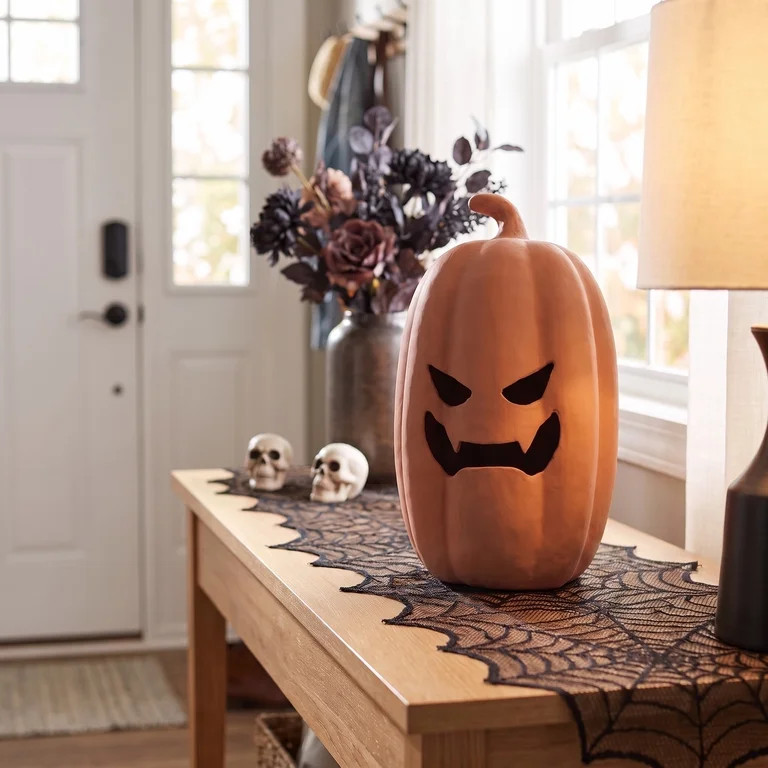 Paper Mache Jack-o'-Lantern Decoration, Brown, 12.5", Halloween by Way To Celebrate | Walmart (US)