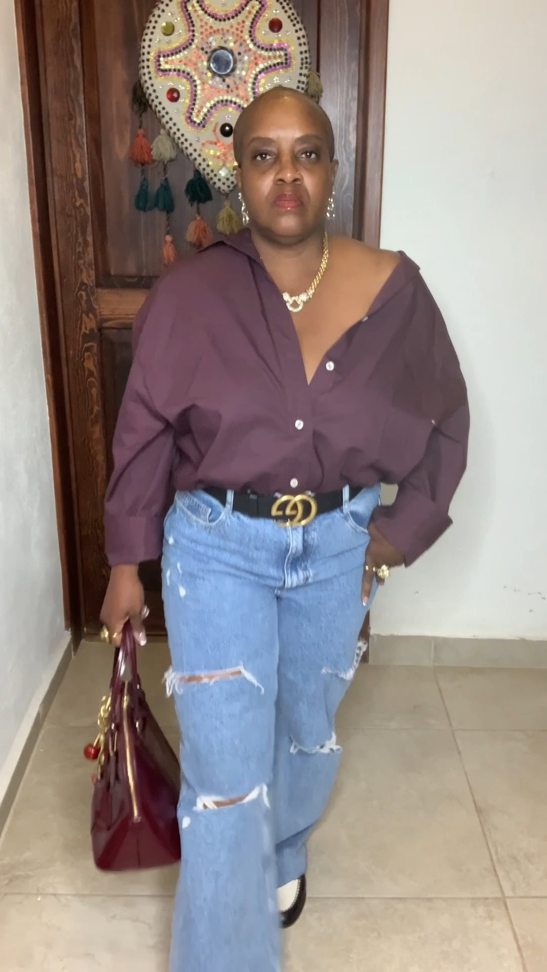 This oversized burgundy button-down from Zara is the perfect mix of effortless and chic! I paired it with ripped jeans (also from Zara) for a relaxed yet polished vibe, and these black and white two-tone mules are the perfect transitional shoe to take you from winter into spring.

A button-down like this is a closet staple—easy to dress up or down and great for layering as the seasons change.



Follow me on LTK for more effortless style inspiration! #closetstaples #fashionover50 #styleover50 #buttondownshirt #effortlessstyle #capsulewardrobe #chicandtimeless #womensfashion #maturefashion #agelessstyle

#LTKStyleTip #LTKSaleAlert #LTKOver40