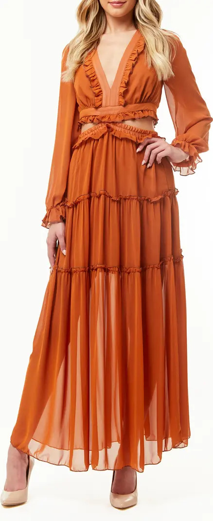 BY DESIGN France Long Sleeve Chiffon Maxi Dress | Nordstromrack | Nordstrom Rack