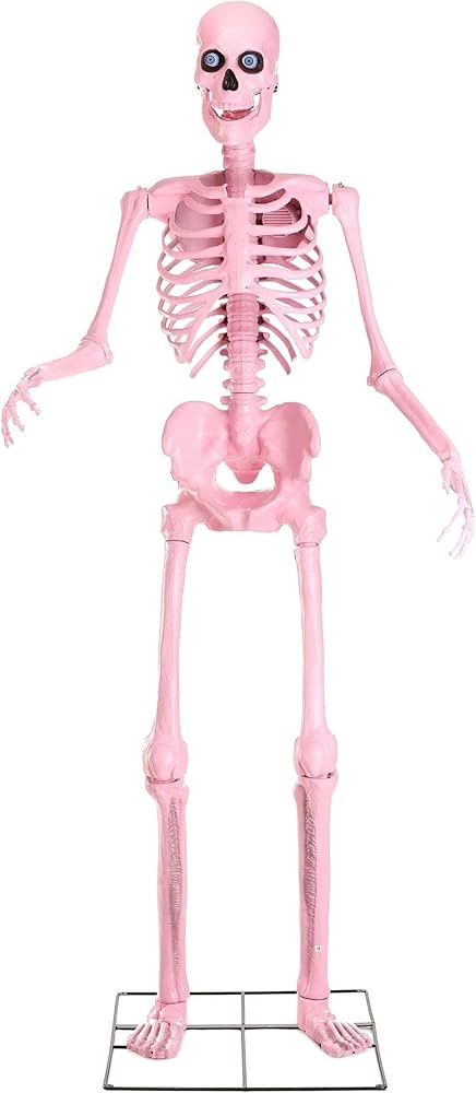 Pink Animated Giant Skeleton Decoration, 8 Foot Tall Pink Animatronic with LED Eyes and Movable J... | Amazon (US)