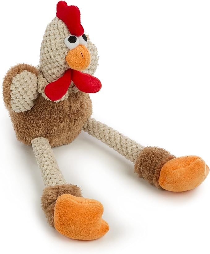 goDog Checkers Skinny Rooster Squeaky Plush Dog Toy, Chew Guard Technology - Brown, Small | Amazon (US)