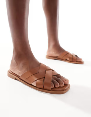 New Look woven strap flat sandal in tan | ASOS (Global)
