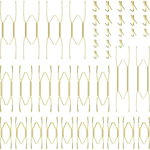 12 Piece Plate Hangers, 6/8/10 Inch Invisible Brass Wall Plate Hangers, Comes with 16 Piece Wall ... | Amazon (US)