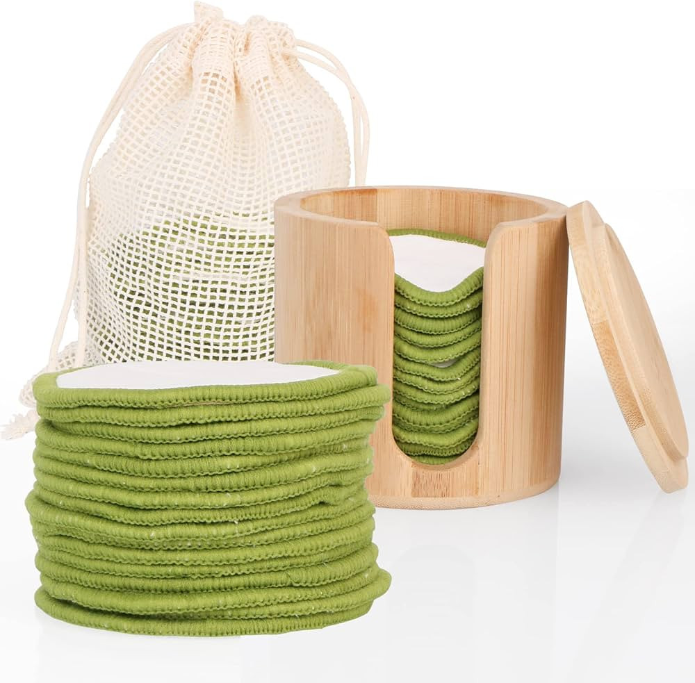UNIMEIX 16 Pack Reusable Makeup Remover Pads Bamboo Reusable Cotton Rounds Organic Cotton Pads fo... | Amazon (US)