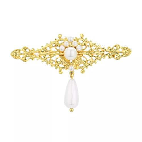 Gold Hollow Flower Pearl Filigree Brooch Pin for Women Full Dress Coat Sweater Simple Retro Accessories (Gold-A) | Amazon (US)