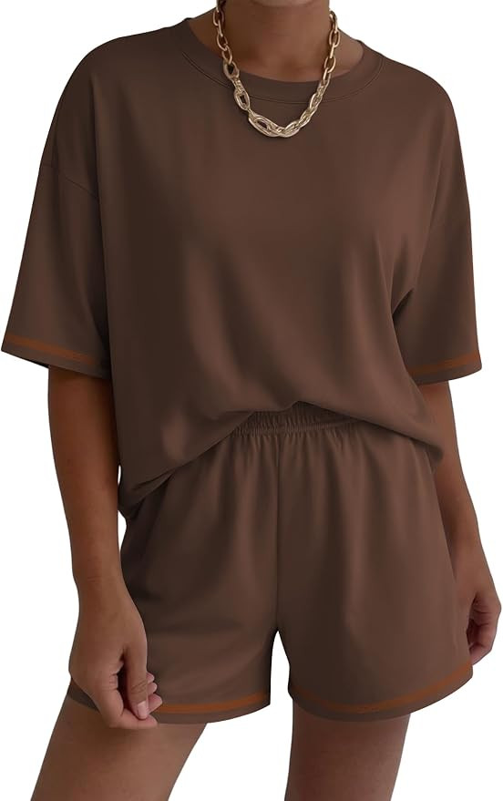 Ekouaer Lounge Sets for Women 2 Piece Shorts Sets Moisture Wicking Casual Summer Short Sleeve Mat... | Amazon (US)