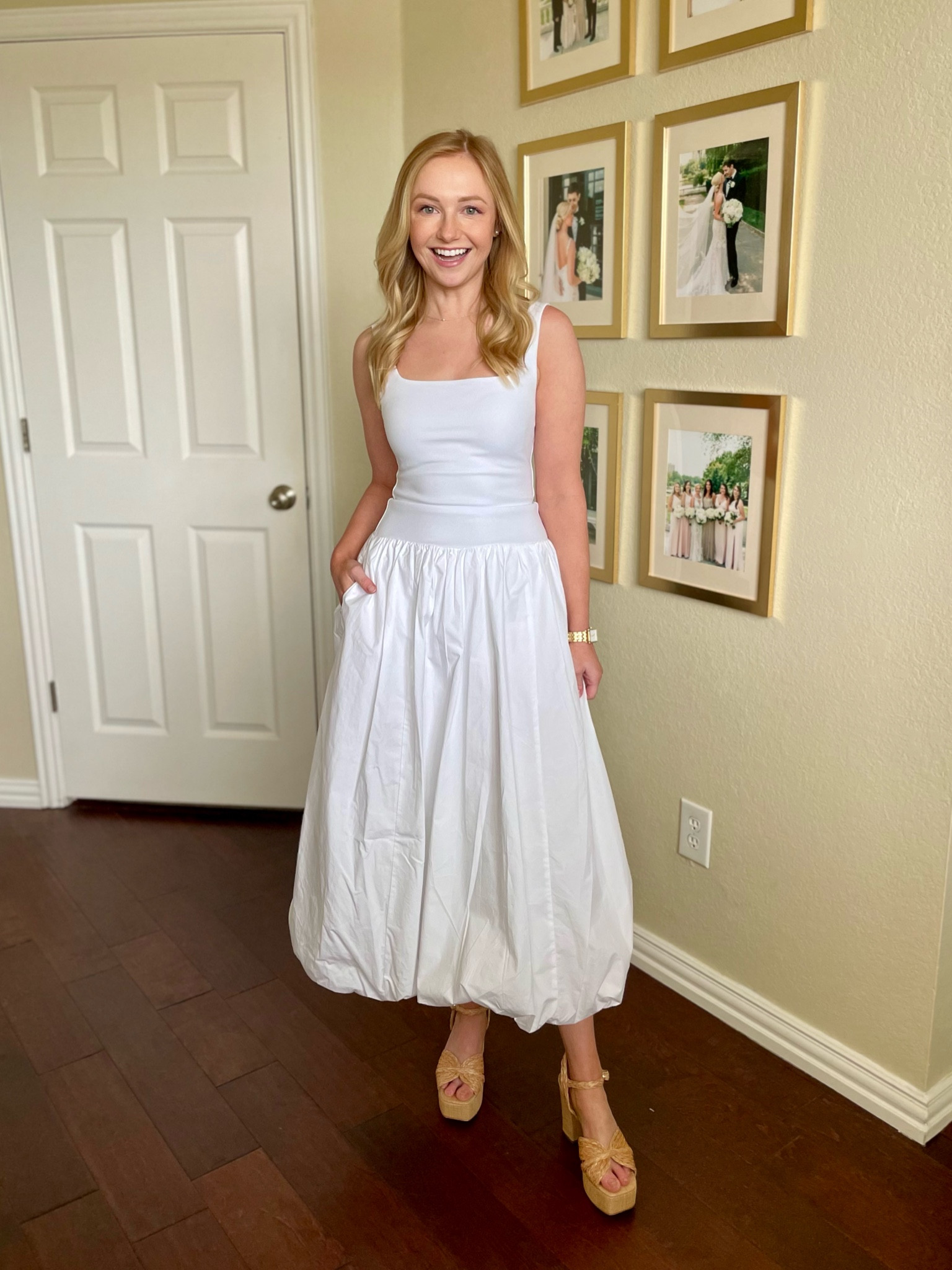 This dress is so fun! And perfect for vacations, wearing an XS regular | white dress, bubble hem, midi dress, summer dress, vacation dress 

#LTKFindsUnder100 #LTKSaleAlert #LTKStyleTip