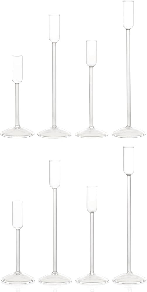Candlestick Holders, Glass Taper Candle Holders Set of 8, Candle Holders for Candlesticks, for Ch... | Amazon (US)