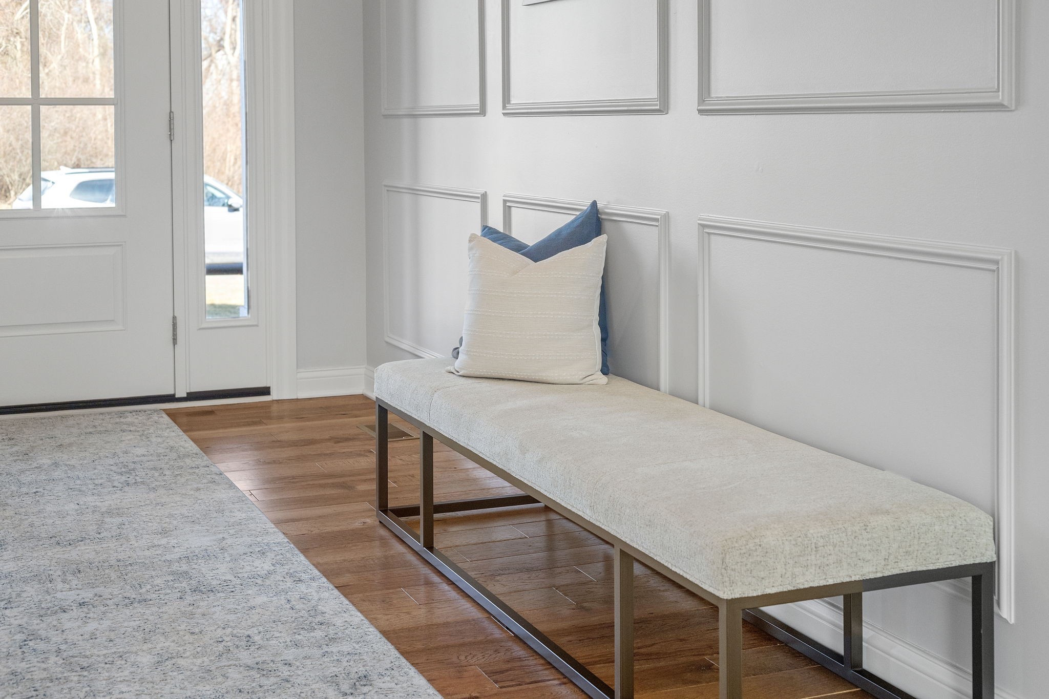 For the foyer: a cushy bench to land on upon entry. A place to put your shoes on, and a chic way to add interest to your entryway.  

 #LTKHome #LTKStyleTip