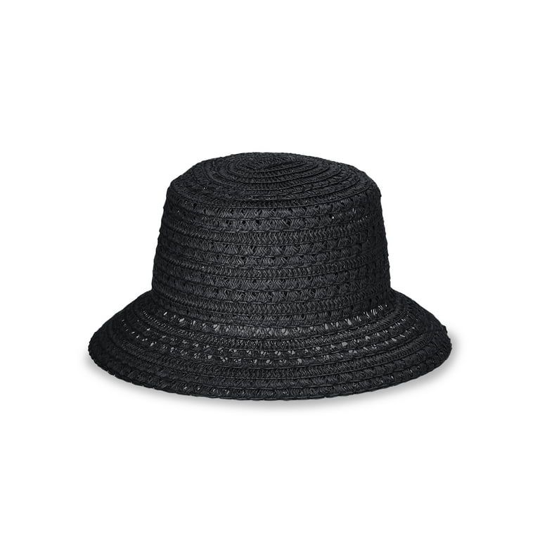 Time and Tru Women's Paper Bucket Hat, Black | Walmart (US)