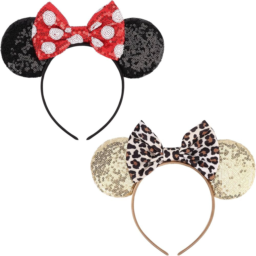 DRESHOW Mouse Ears Bow Headbands Glitter Party Decoration Cosplay Costume for Women | Amazon (US)