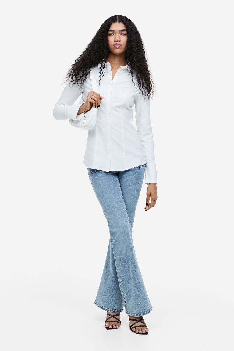 Tapered-waist Shirt - White - Ladies | H&M US | H&M (US + CA)