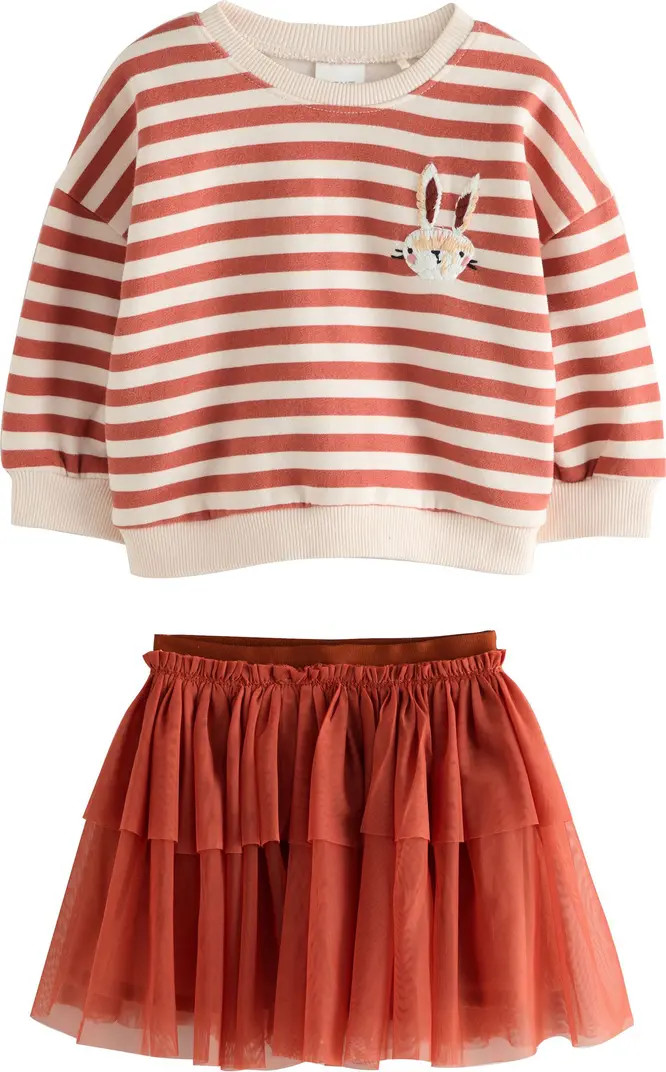 Kids' Stripe Sweatshirt & Tiered Skirt Set | Nordstrom