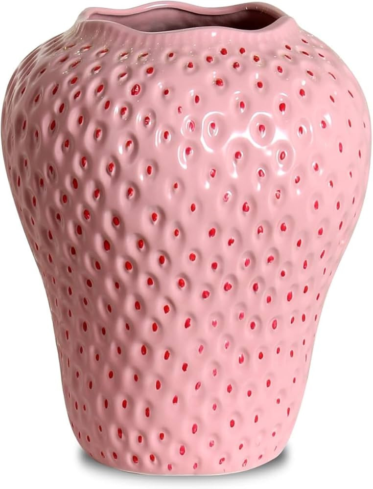 Strawberry vase Ceramic Decoration high Appearance Level Advanced hydroponic vase with Large Inse... | Amazon (US)