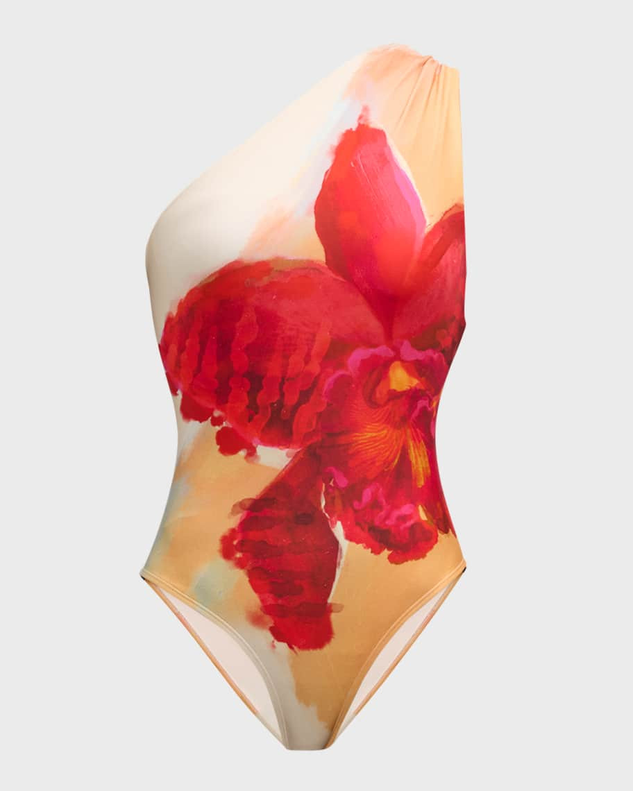Lenny Niemeyer Flora Loop One-Shoulder One-Piece Swimsuit | Neiman Marcus
