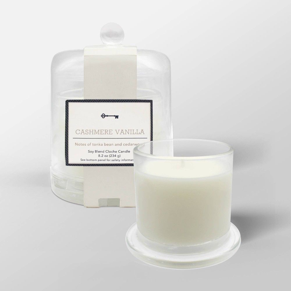 8.2oz Cloche Glass Jar Candle Cashmere Vanilla - Threshold , Cashmere White | Target