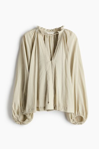 H & M - Oversized Cotton-Blend Blouse - Light Dusty Beige | H&M (US + CA)