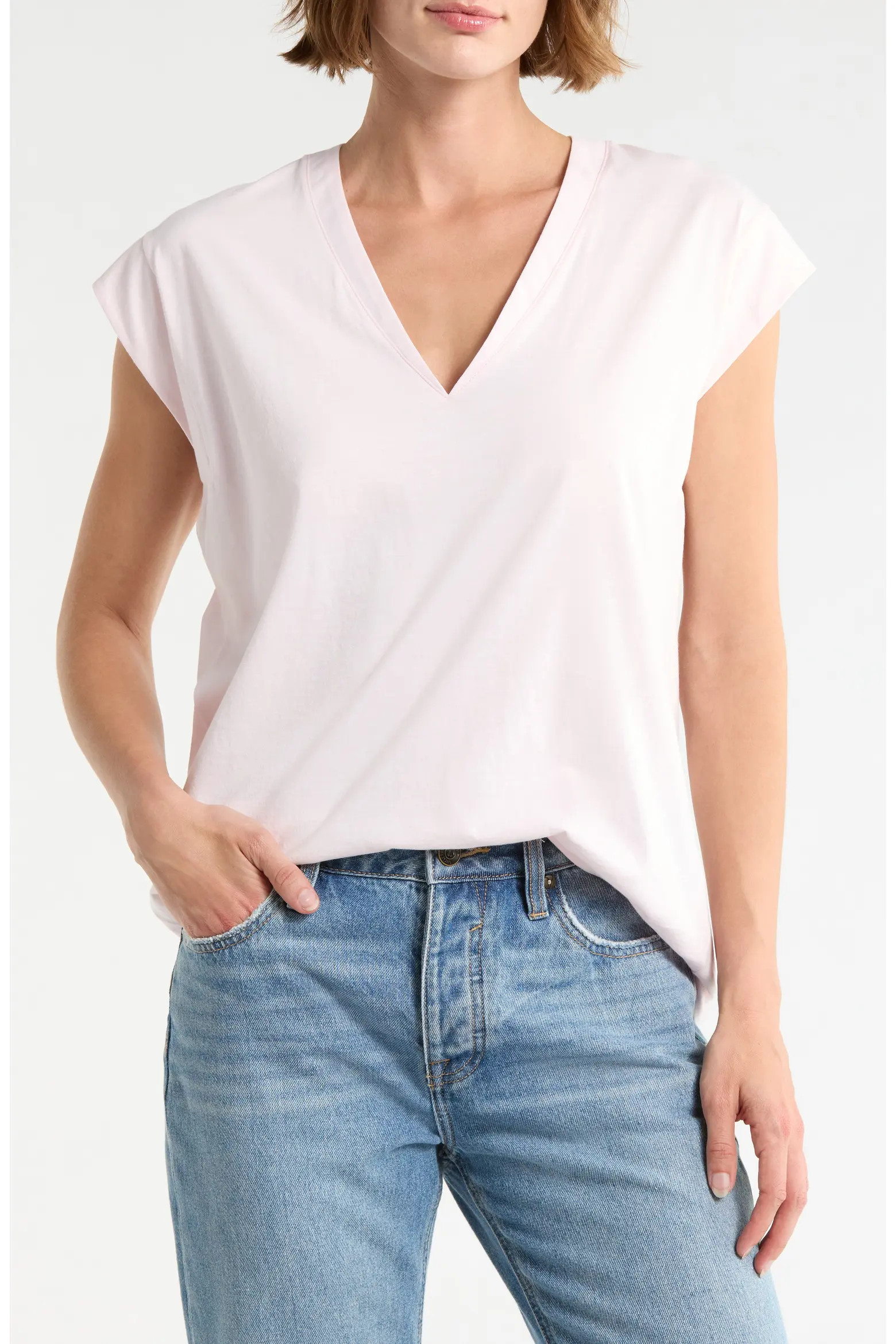 FRAME Pima Cotton V-Neck Tee (Women) | Nordstromrack | Nordstrom Rack