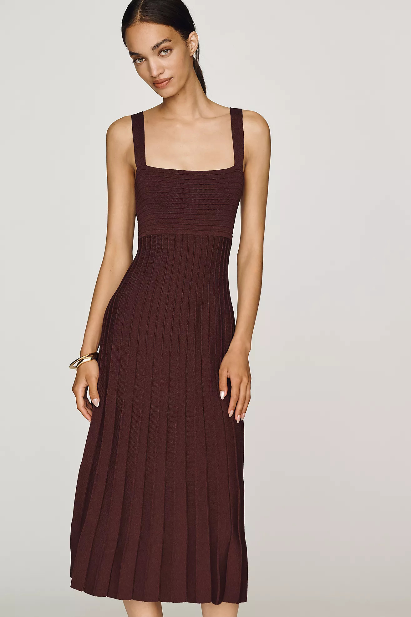 Maeve Pleated Midi Sweater Dress | Anthropologie (US)
