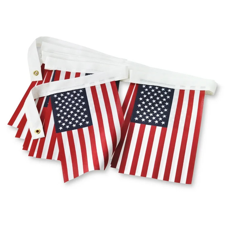 Annin 12’ American Flag Garland with 12 Patriotic 8" x 12" Flags | Walmart (US)