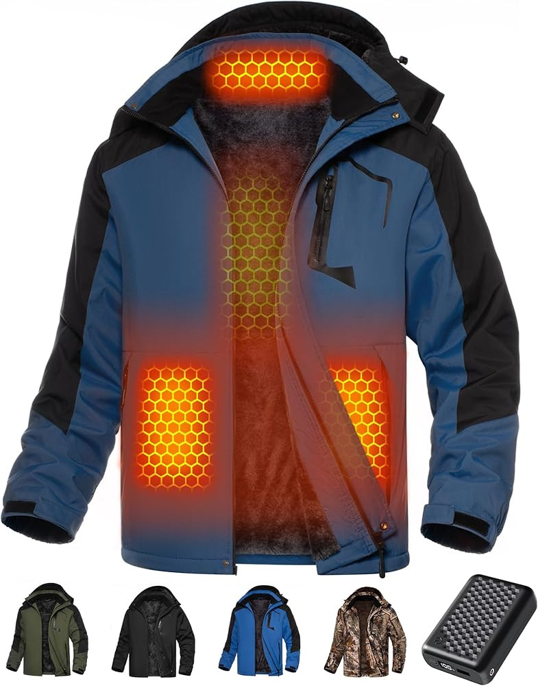 Wulcea Graphene Heated Jacket for Men Fur Lined with Large Capacity Battery Pack | Amazon (US)