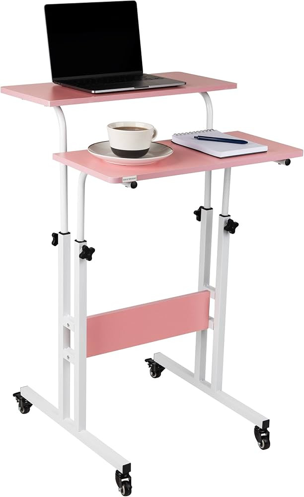 Mind Reader Woodland Collection, Mobile Sit/Stand Desk, Height Adjustable Lockable Casters, Porta... | Amazon (US)