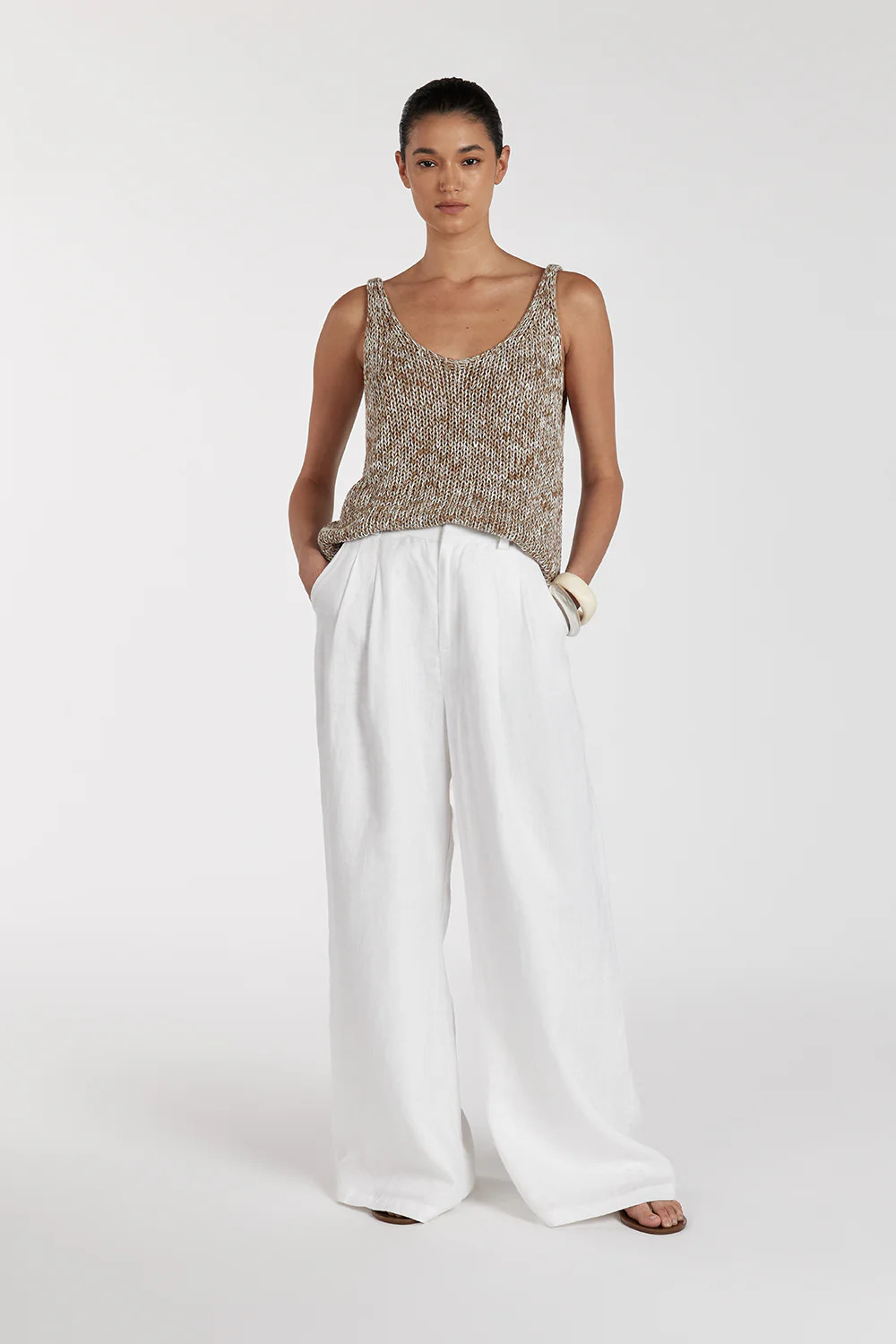 HEIDI TAN MARLE SCOOP KNIT TANK | DISSH