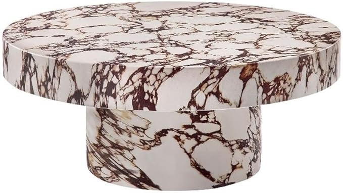 Modway Alora Round Concrete Coffee Table with Faux Stone Finish in Red Marble - Cement Accent Tab... | Amazon (US)