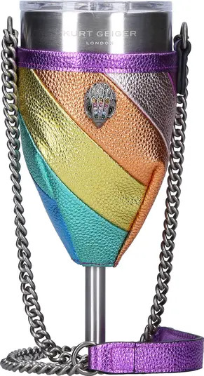 Kurt Geiger London Metallic Leather Crossbody Wine Glass Holder with Portable Wine Glass | Nordst... | Nordstrom